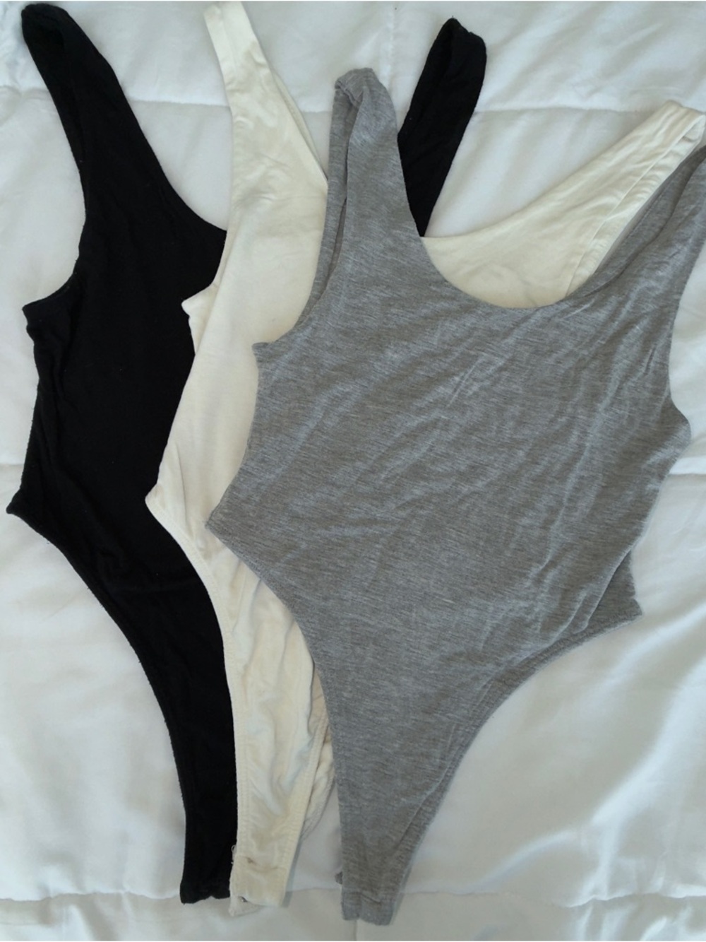 JLuxLabel Women’s Scoop Neck Bodysuit - Black, White, Gray